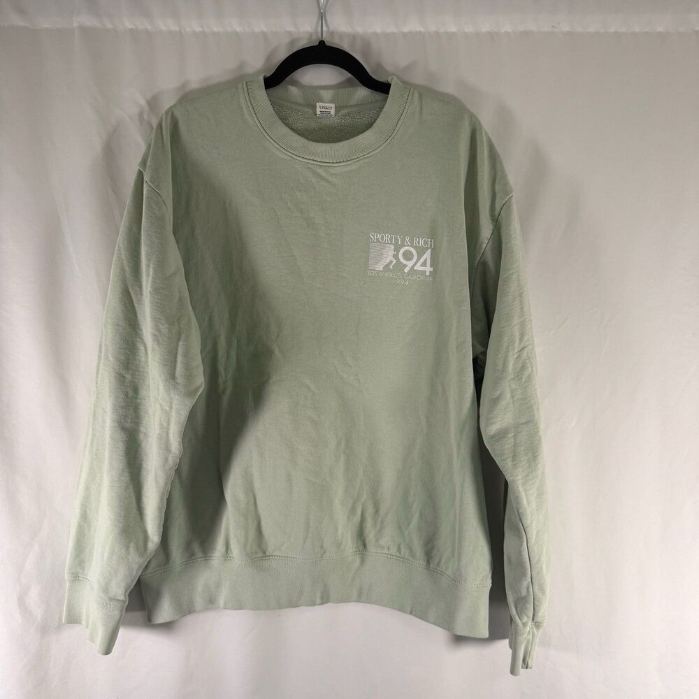 Sporty and Rich 1994 Los Angelas Sweater Womens Large Green Long Sleeve Pullover